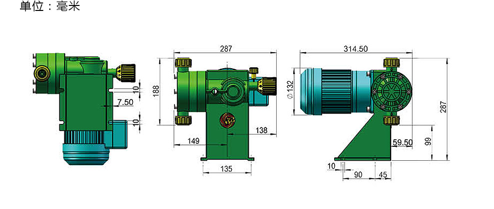 JE系列隔膜式计量泵尺寸图